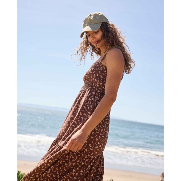 Toad Co Toad & Co Taj Hemp Tiered Midi Dress Chestnut Floral Print Large NWT - Picture 5 of 7